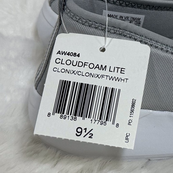 Adidas Cloudfoam Lite Walking Slip On Shoes Gray White Slip-On Sneakers Size 9.5 - Picture 11 of 11